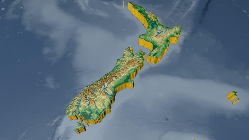 Mapa 3d da nova zelândia