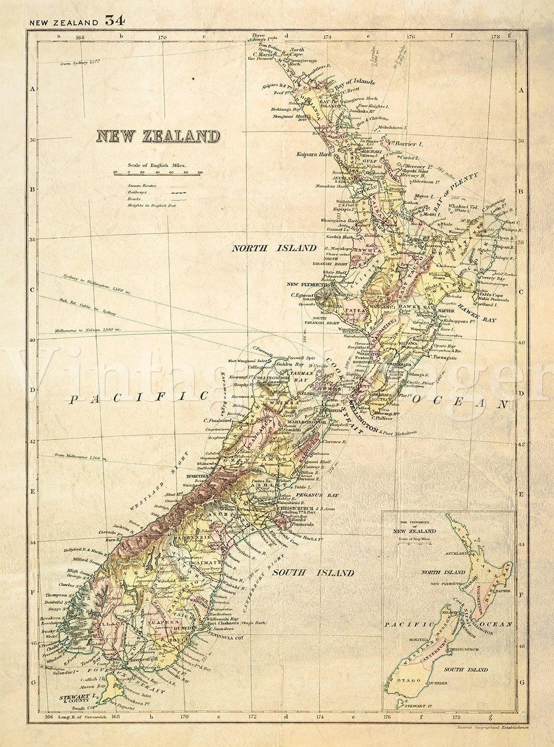 Mapa da antiga nova zelândia