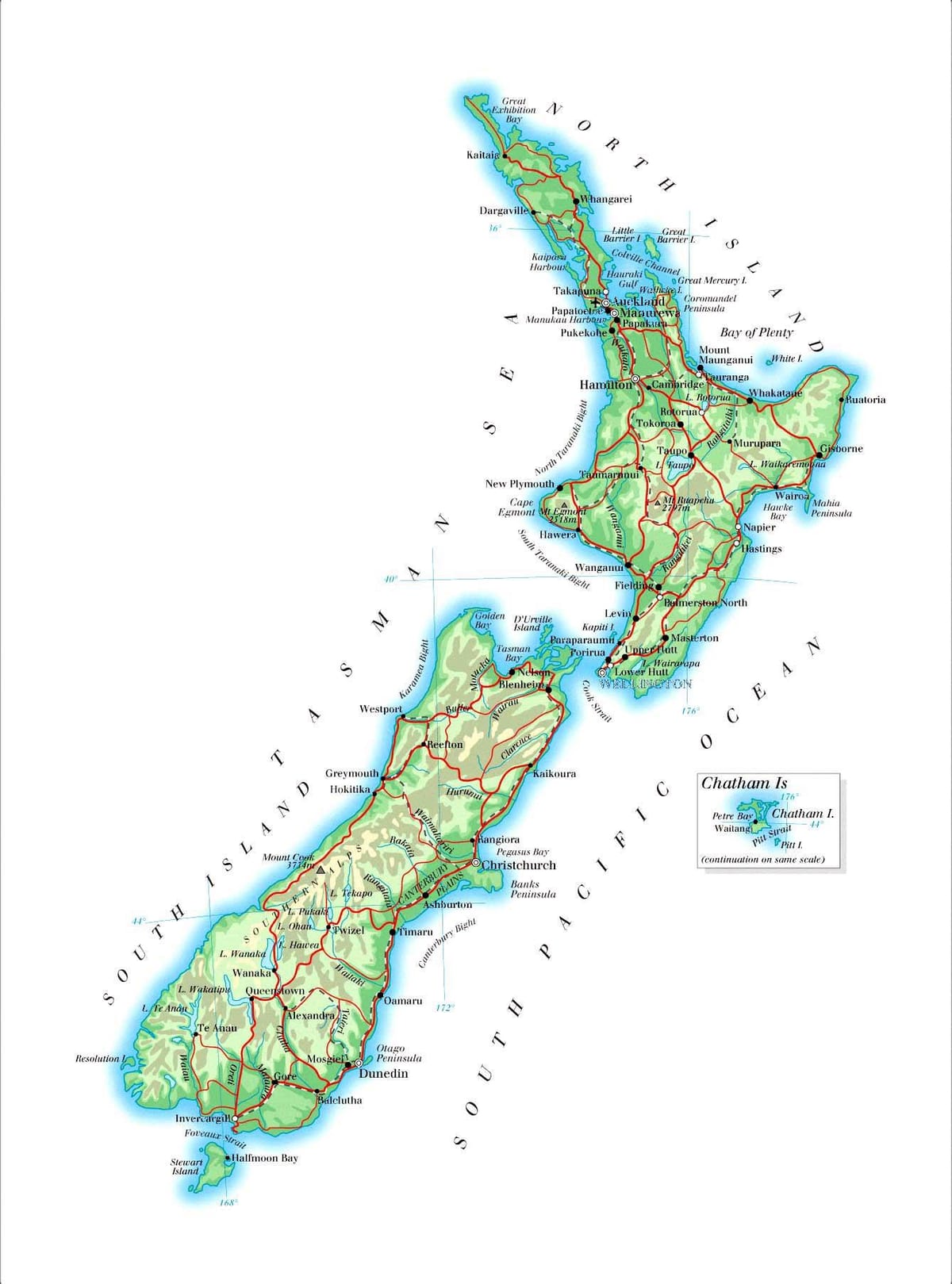 Mapa da grande nova zelândia