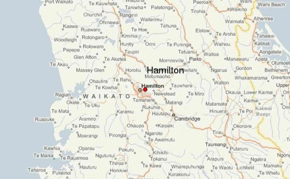 Mapa de hamilton nova zelândia