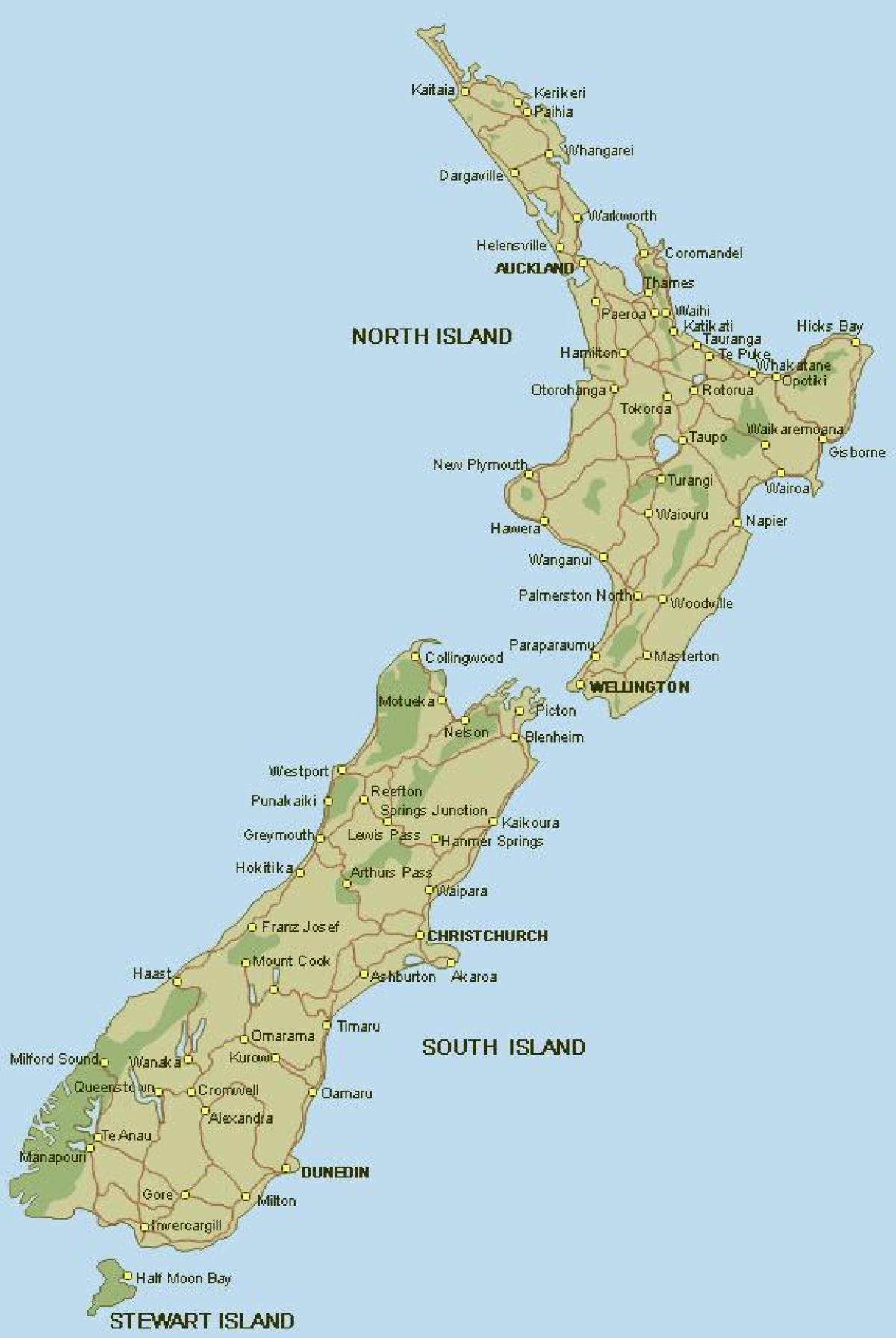 nova zelândia mapa completo