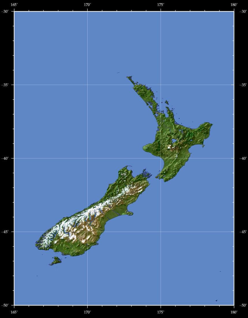 nova zelândia terra mapa