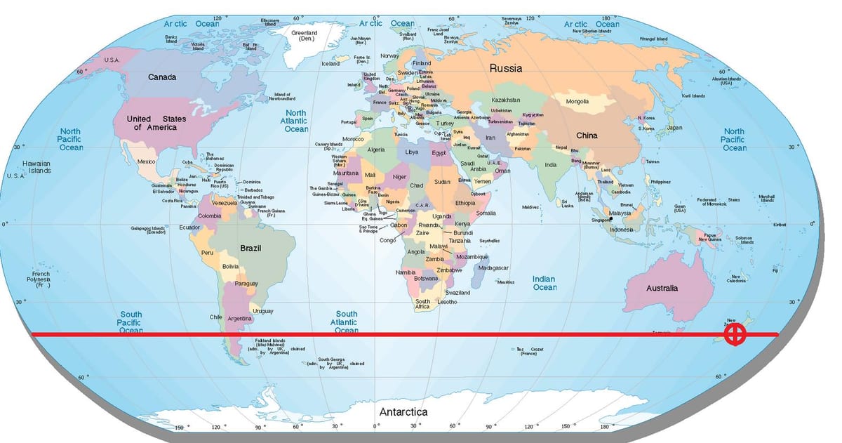 Mapa de nova zelândia latitude