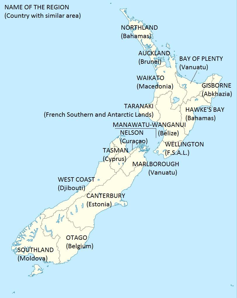 mapa de nova zelândia e países vizinhos