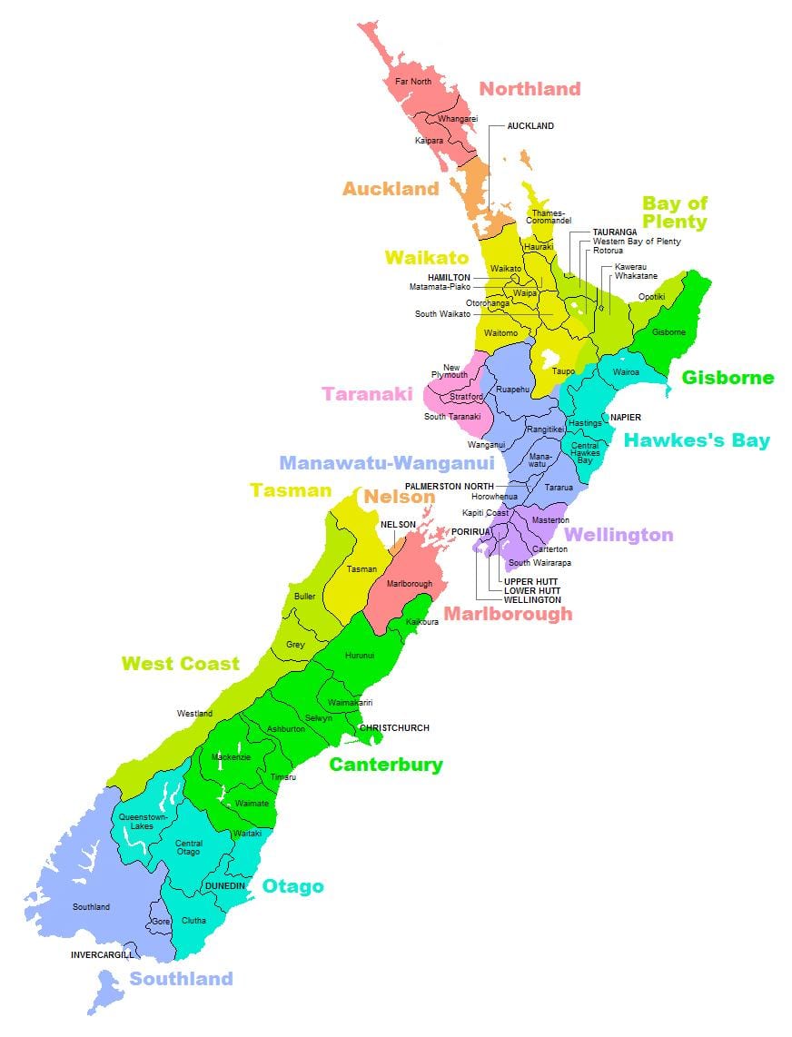 mapa político da austrália e nova zelândia