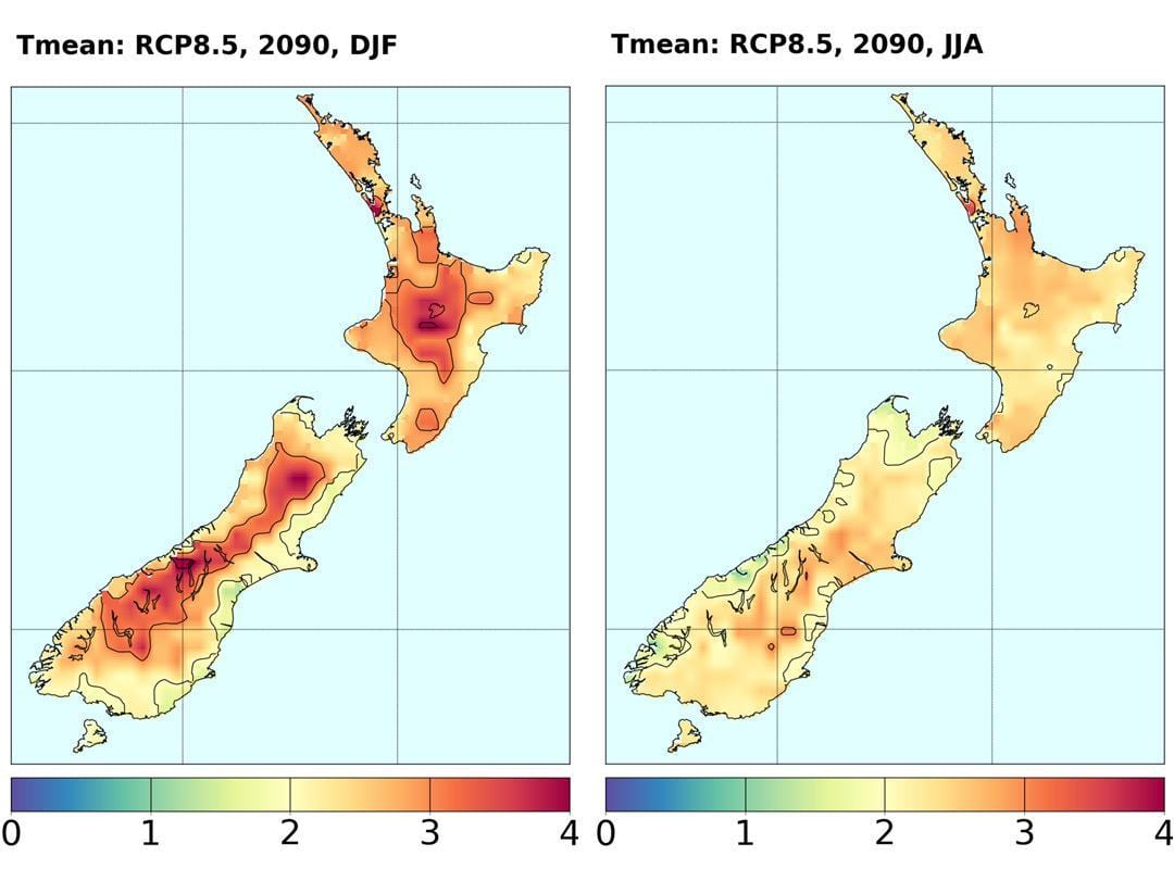 Mapa de nova zelândia temperatura