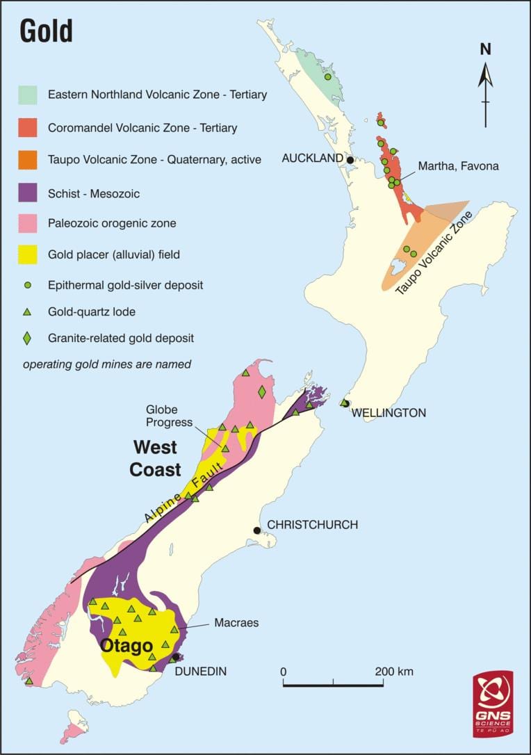 Mapa de ouro na nova zelândia