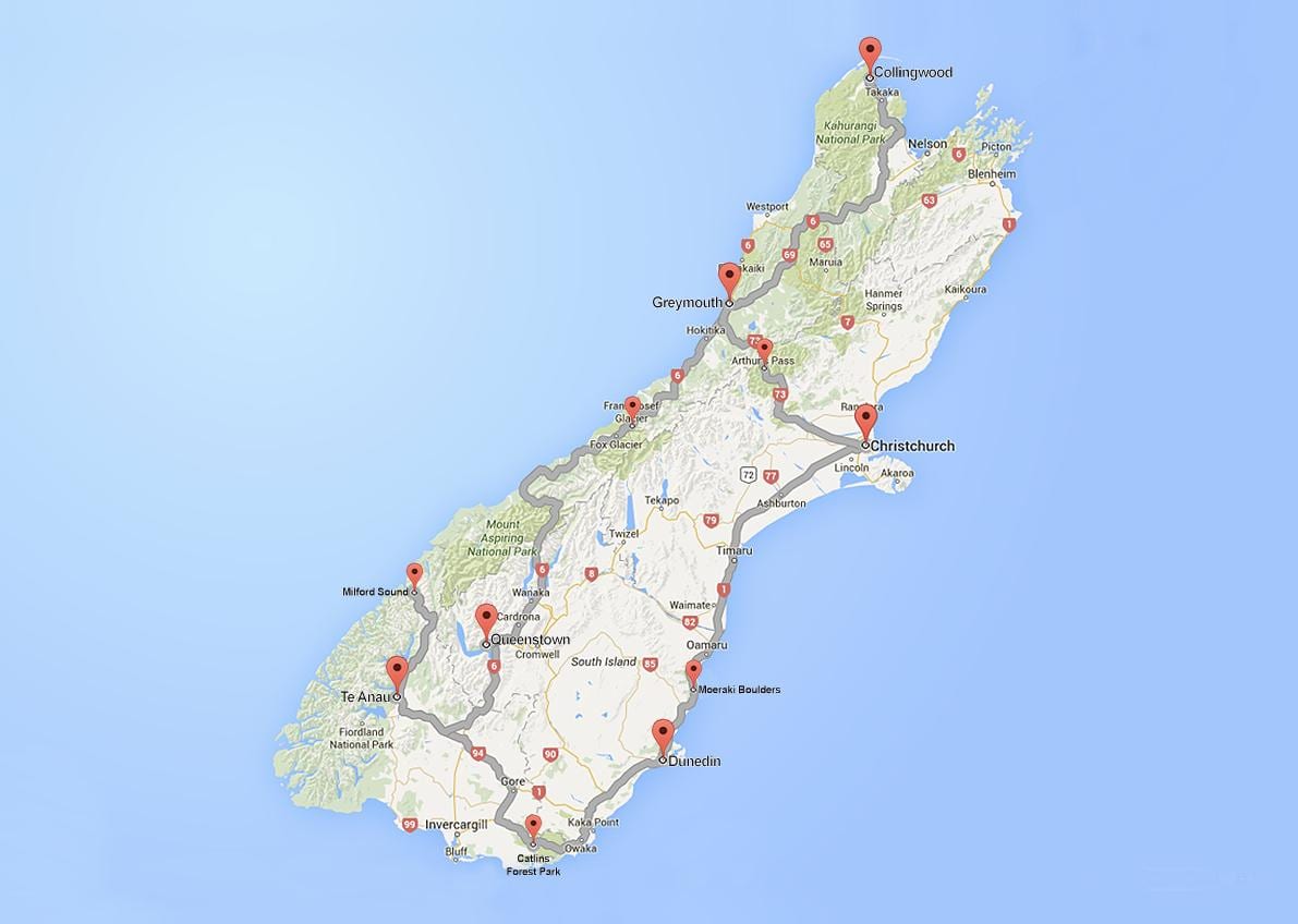 roteiro detalhado da ilha sul da nova zelândia