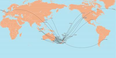A Air new zealand mapa de rota internacional