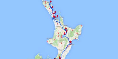 Condução mapa da ilha norte da nova zelândia