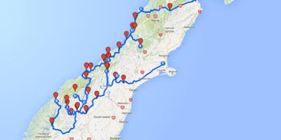 Mapa da ilha do sul da nova zelândia