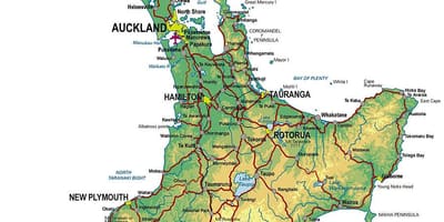 Nova zelândia ilha norte atracções turísticas mapa