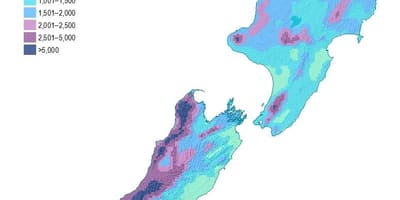 Nova zelândia chuva mapa