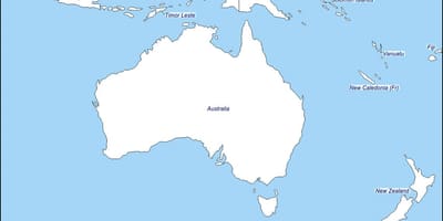 Mapa de contorno da austrália e nova zelândia