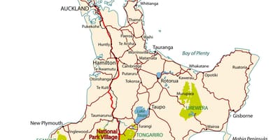 Roteiro detalhado, da nova zelândia, norte da ilha