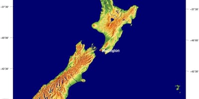 Nova zelândia mapa de terreno