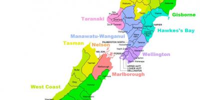 Nova zelândia mapa do distrito