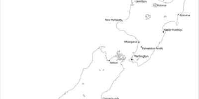 Mapa de nova zelândia a preto e branco